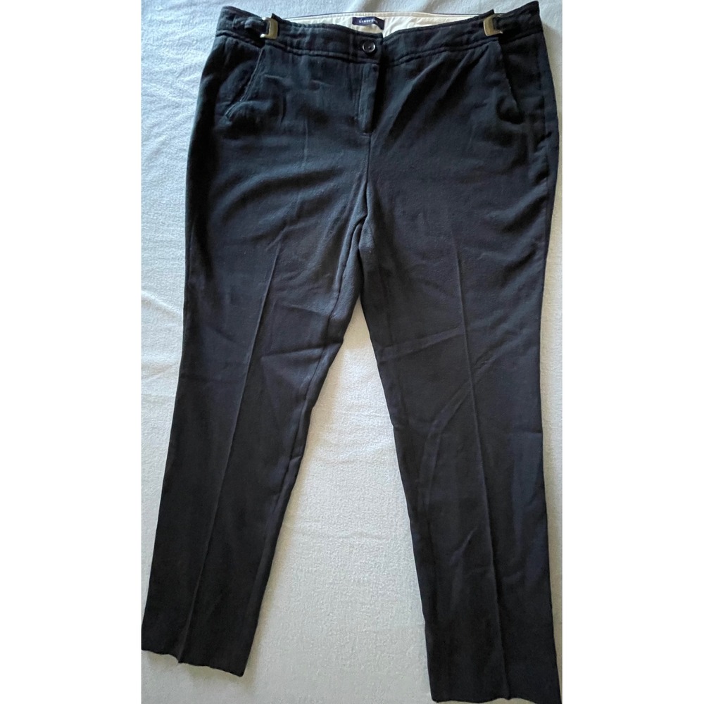 Lands End Womens‎ Black Dress Pants Size 18 Straight Leg Side Buckle 381987